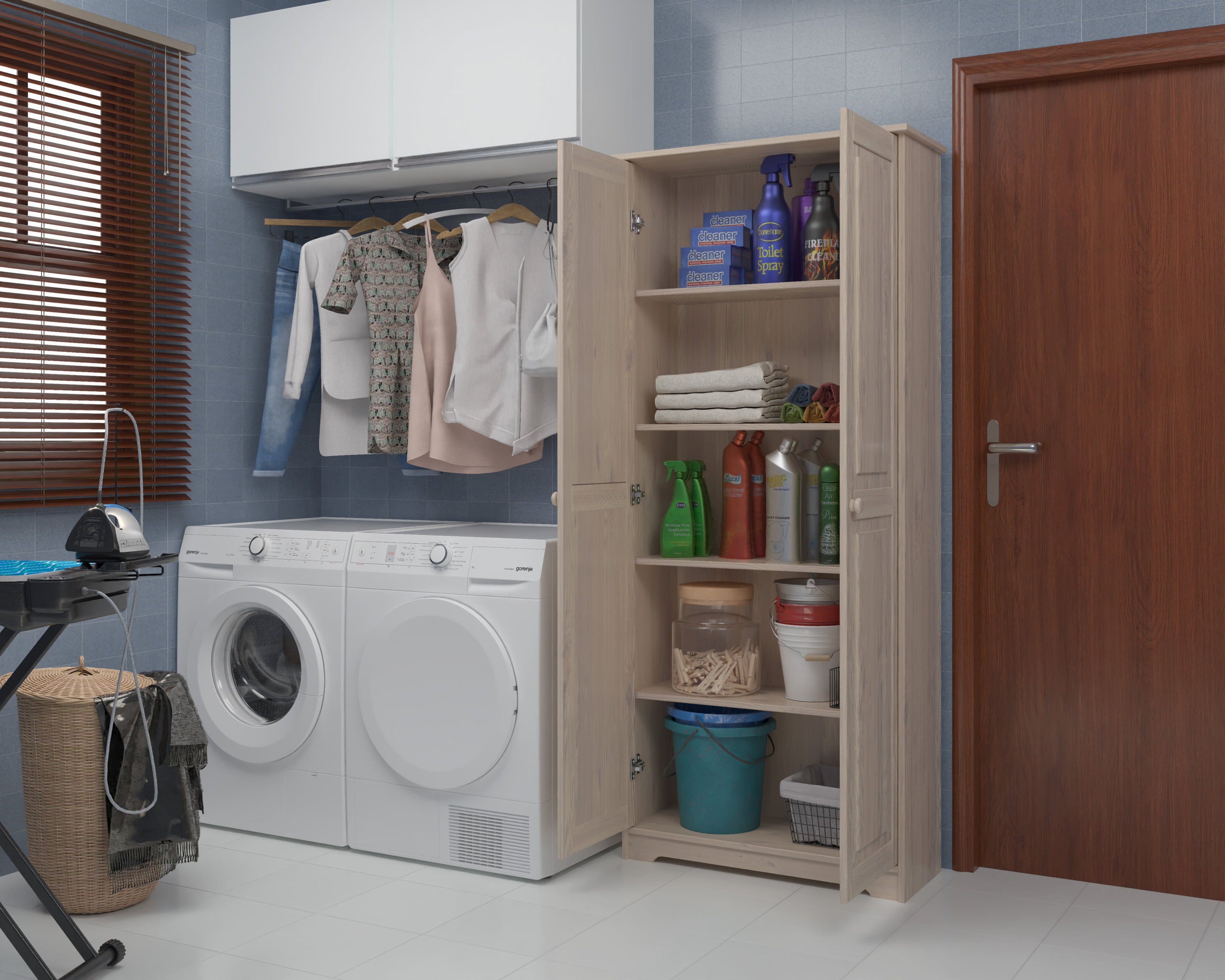 Solid Wood Pantry Storage Cabinet, Freestanding Kitchen Cupboard, Closet with Shelves