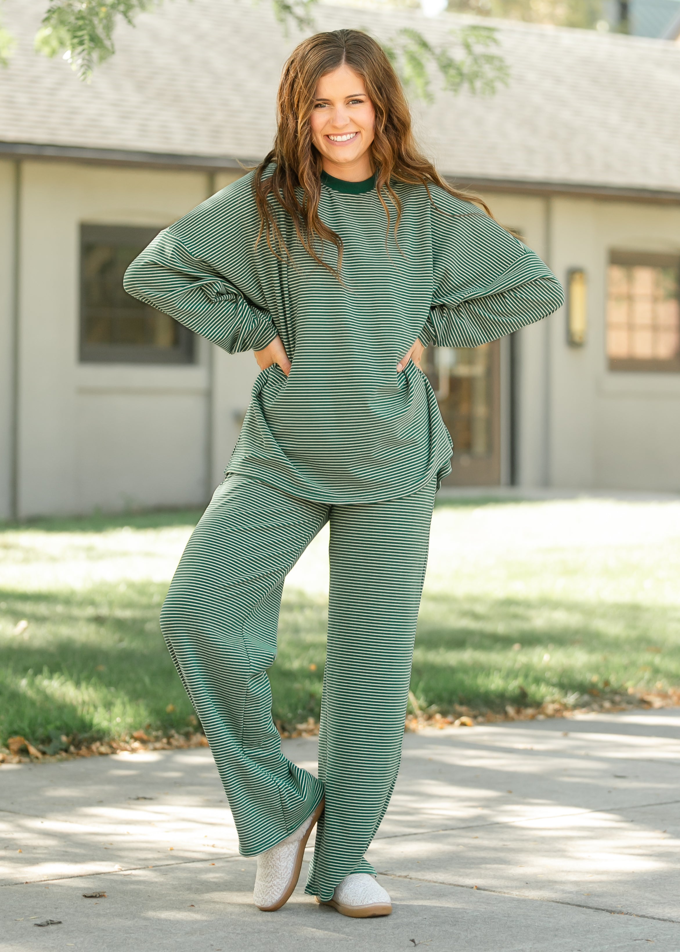 Things Between® Levi Green Striped Top