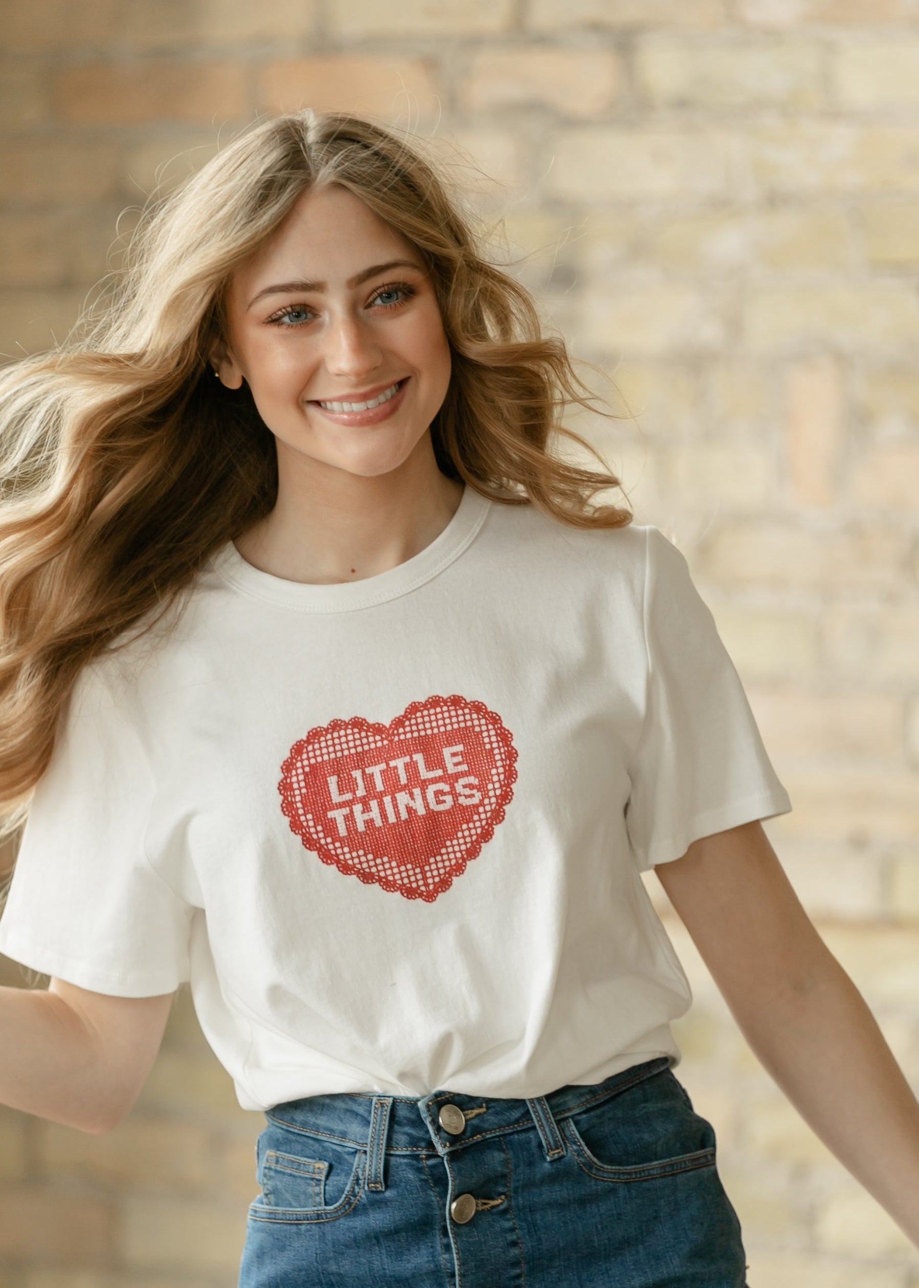 Things Between® Crochet Lace Heart Graphic T-Shirt