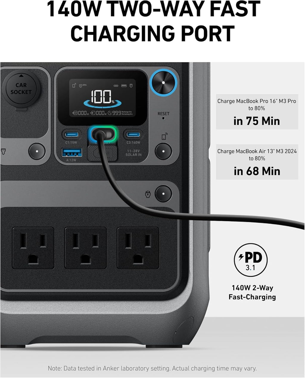 Portable Power Station Solix C300, 288Wh Battery