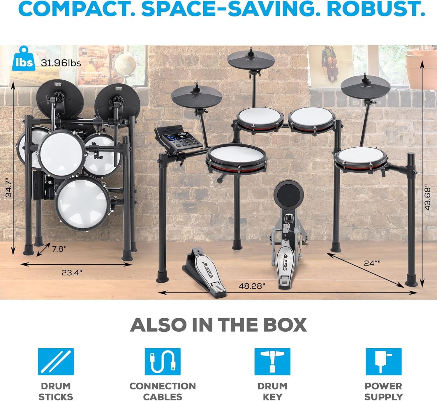 Nitro Max Electric Drum Set with Mesh Pads & Bluetooth