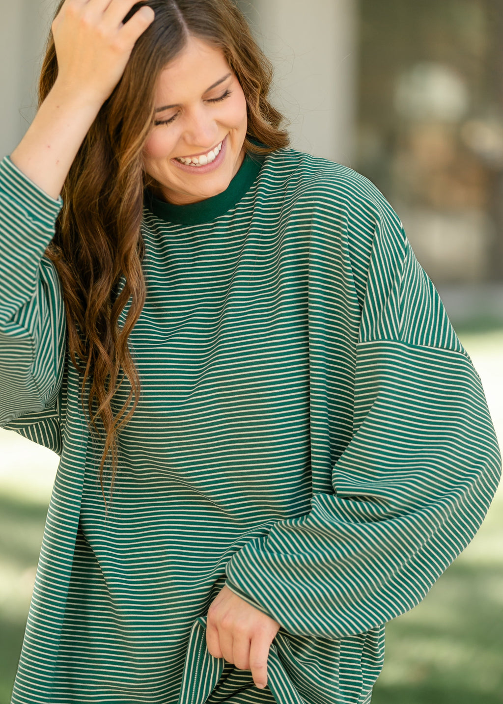 Things Between® Levi Green Striped Top
